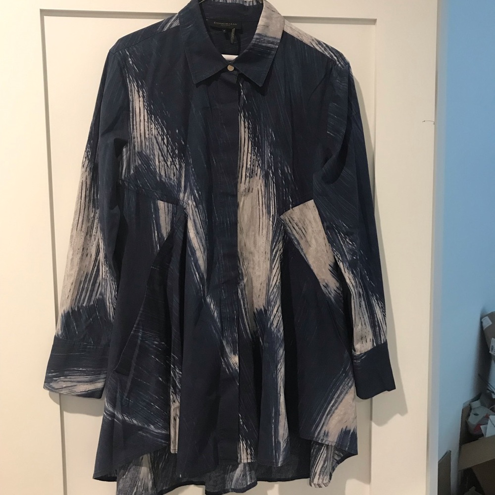 Donna Karan Navy and White Blouse